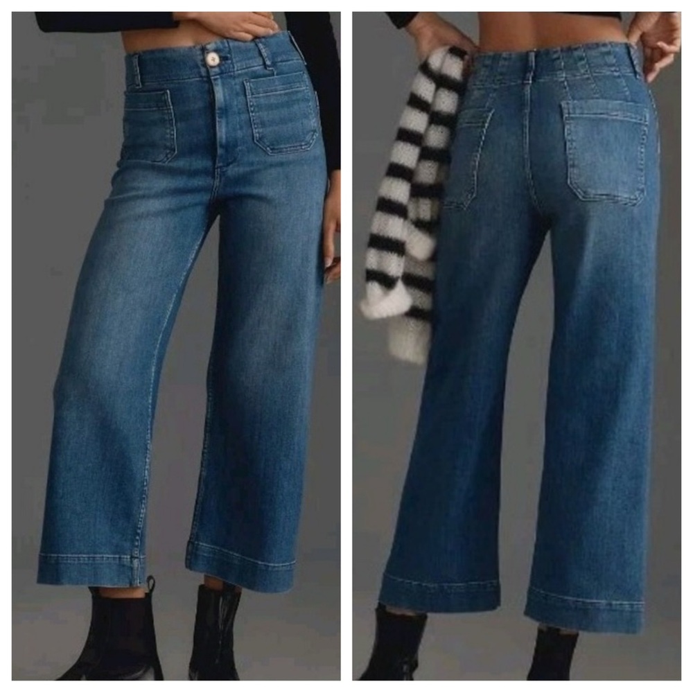 Anthropologie The Colette Cropped High-Rise Wide-Leg Jeans by Maeve | 18 W NWT